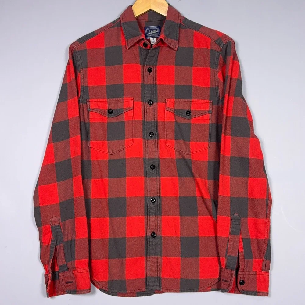 J.Crew Slim Buffalo Plaid Shirt Mens Size Small Cotton Red